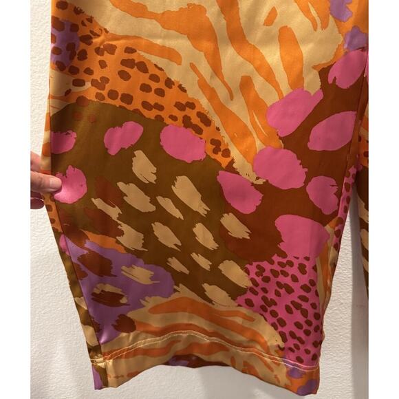 Christian Lacroix Size Medium High Waisted Wide Leg Satin Colorful Pants - Picture 4 of 15